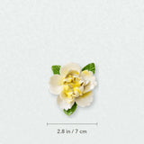 Small Ruffled Peony Ceramic Wall Flower in Golden Yellow Accent with 2.8 in / 7 cm diameter shown.