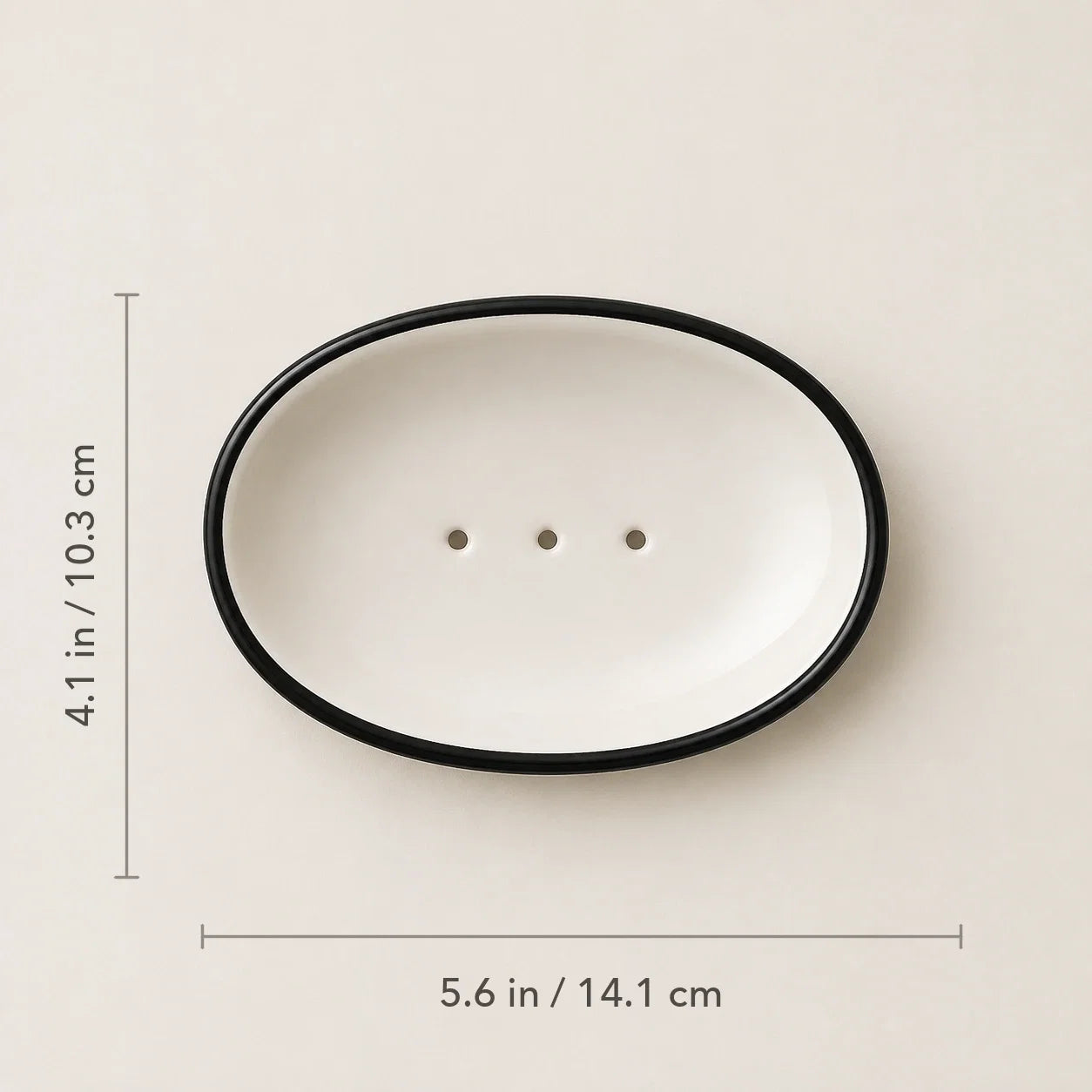 Top view showing soap dish dimensions of 5.6 by 4.1 inches