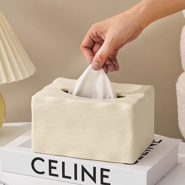 Sculptural Melting Ceramic Tissue Box | Avant-Garde Decor