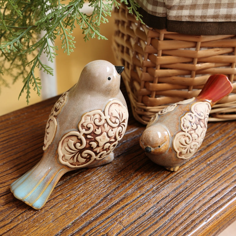 Vintage Farmhouse Ceramic Bird Figurines(Set of 2)