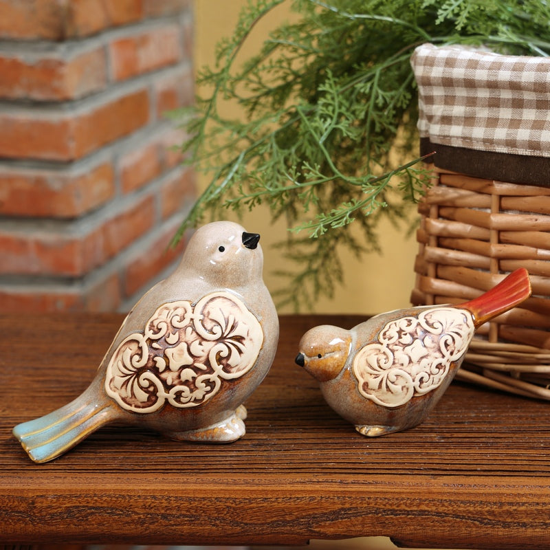 Vintage Farmhouse Ceramic Bird Figurines(Set of 2)