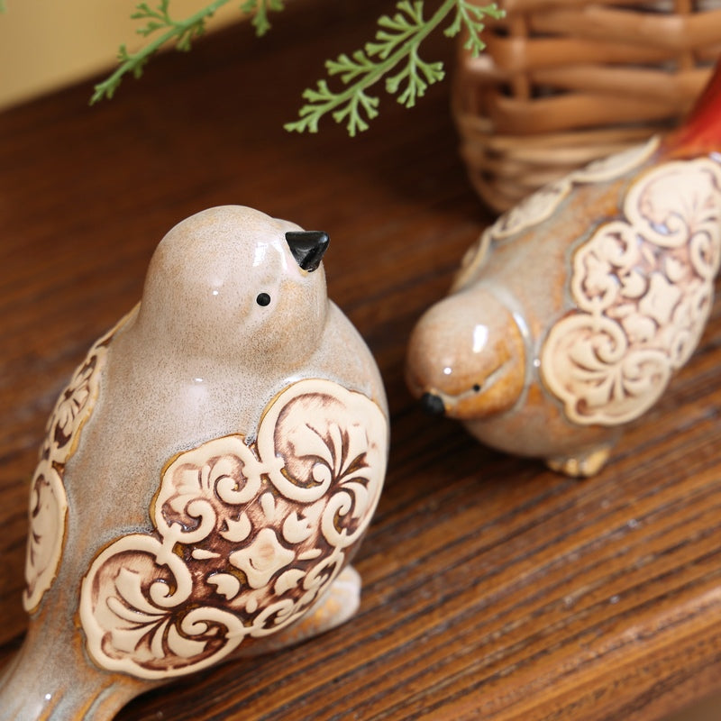 Vintage Farmhouse Ceramic Bird Figurines(Set of 2)