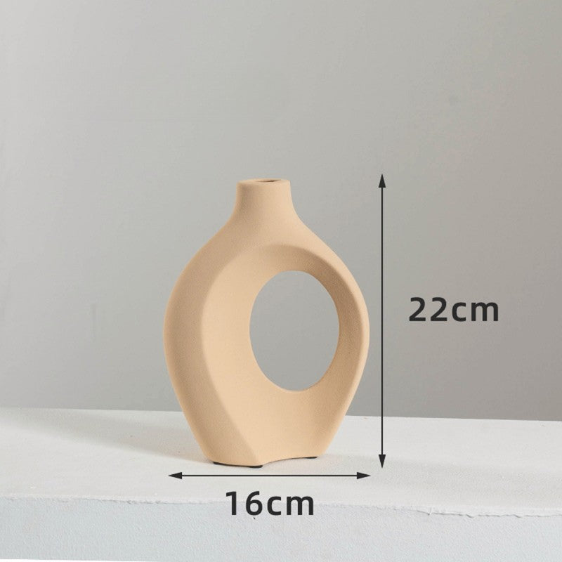 Sculptural Ceramic Vase Duo | Modern Entryway & Table Decor