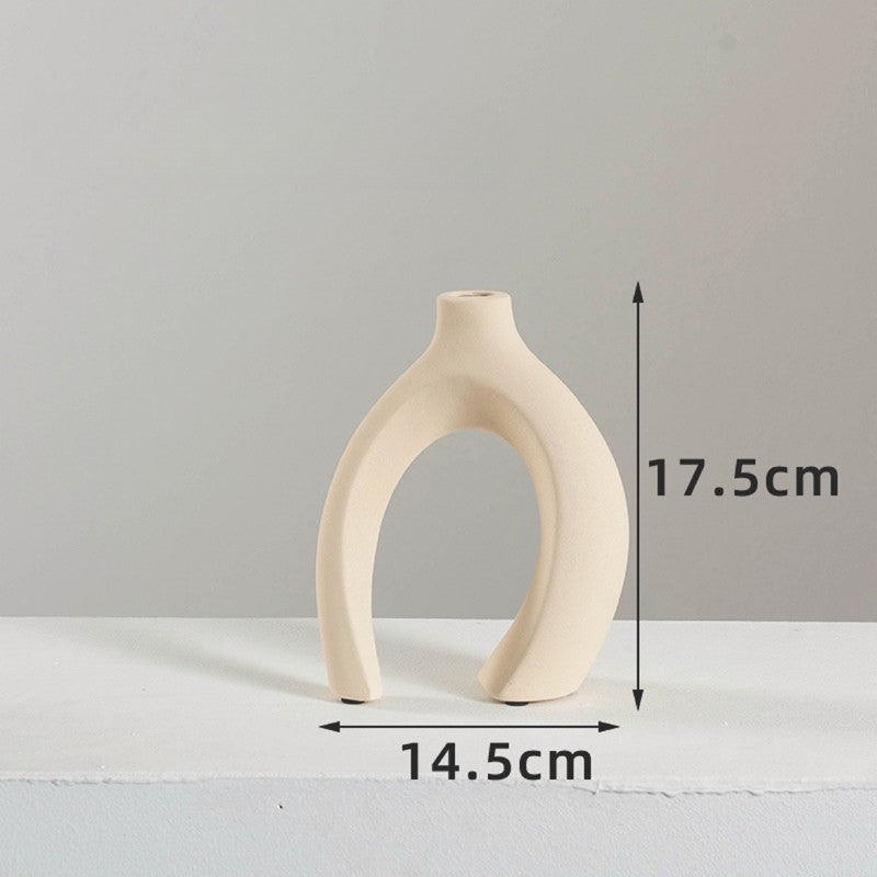 Sculptural Ceramic Vase Duo | Modern Entryway & Table Decor