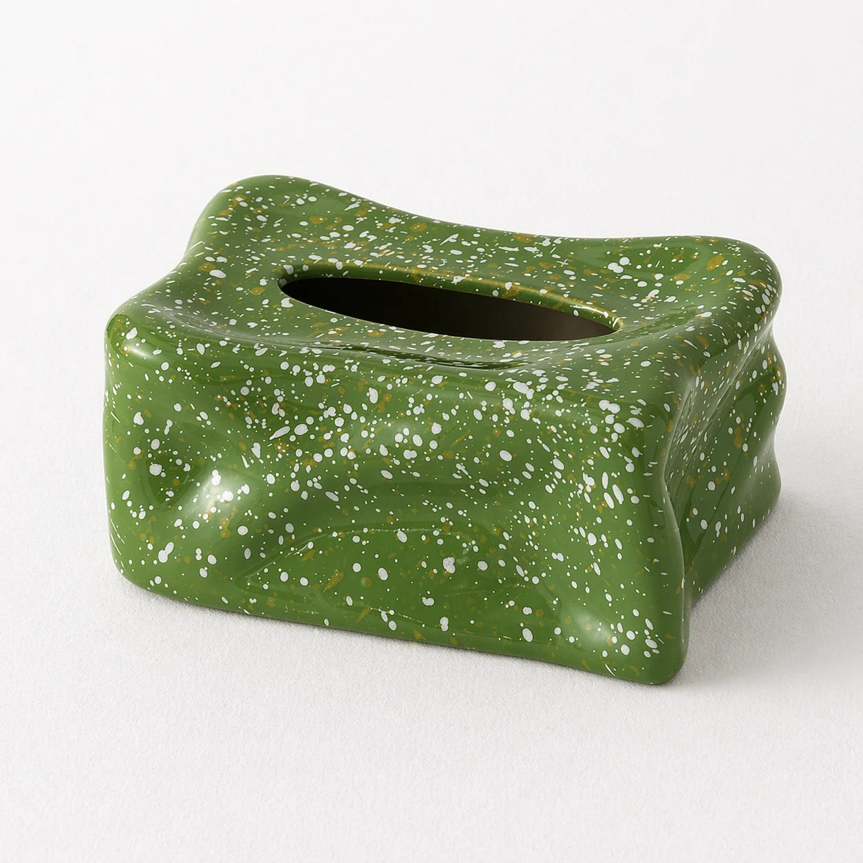 Wavy Splatter Tissue Box Cover | Retro 70s Ceramic Decor