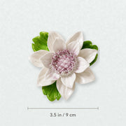 Medium Lotus Bloom Ceramic Wall Flower in Plum Purple Accent with 3.5 in / 9 cm diameter shown.