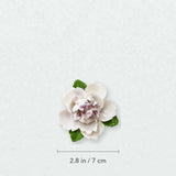 Small Ruffled Peony Ceramic Wall Flower in Plum Purple Accent with 2.8 in / 7 cm diameter shown.