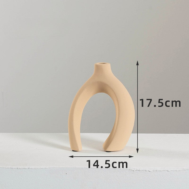 Sculptural Ceramic Vase Duo | Modern Entryway & Table Decor