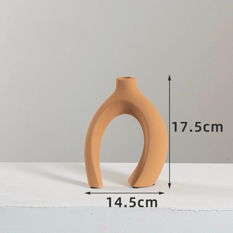 Sculptural Ceramic Vase Duo | Modern Entryway & Table Decor