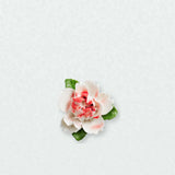 Small Ruffled Peony Ceramic Wall Flower in Rose Red Accent on a pale neutral studio wall.