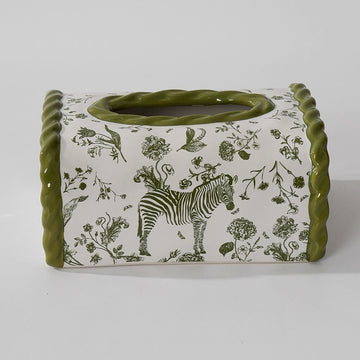 Zebra Motif Ceramic Tissue Box Cover