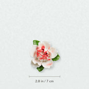 Small Ruffled Peony Ceramic Wall Flower in Rose Red Accent with 2.8 in / 7 cm diameter shown.