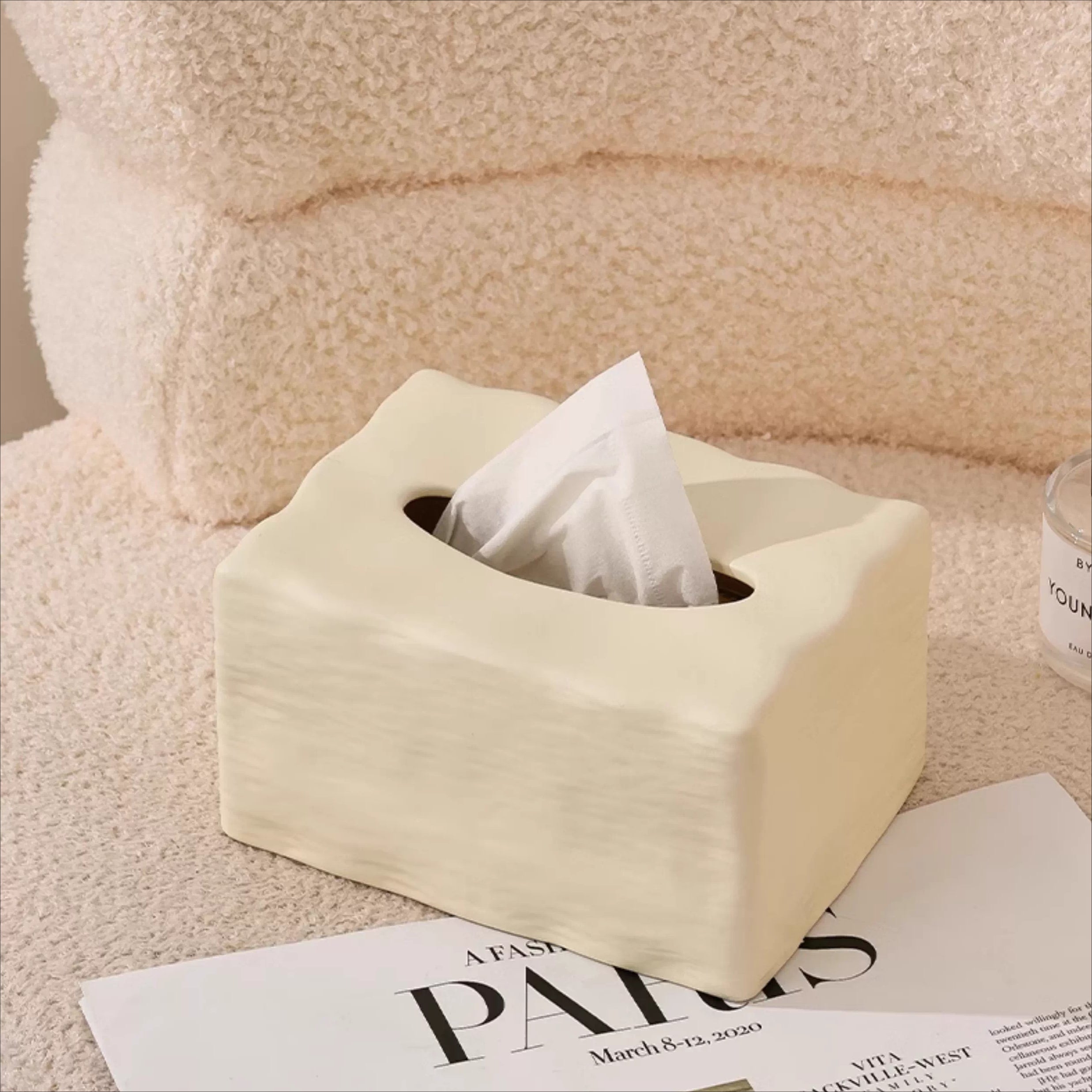 Sculptural Melting Ceramic Tissue Box | Avant-Garde Decor