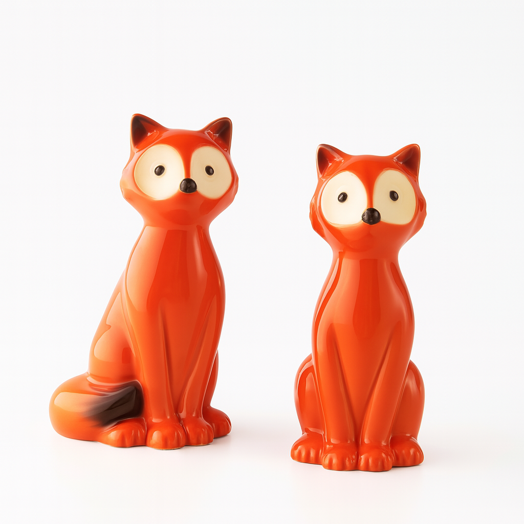 Handcrafted Fox Figurines - Cute Animal Decor Set of 2