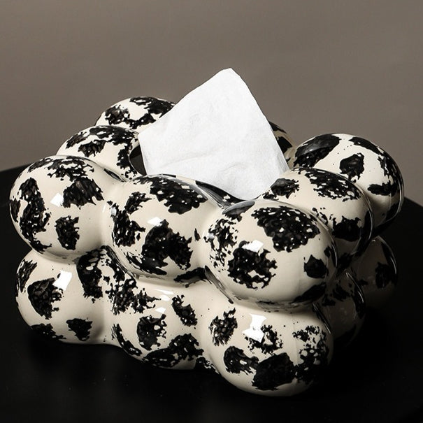 Ink Splatter Bubble Ceramic Tissue Box Cover | Modern Art Decor