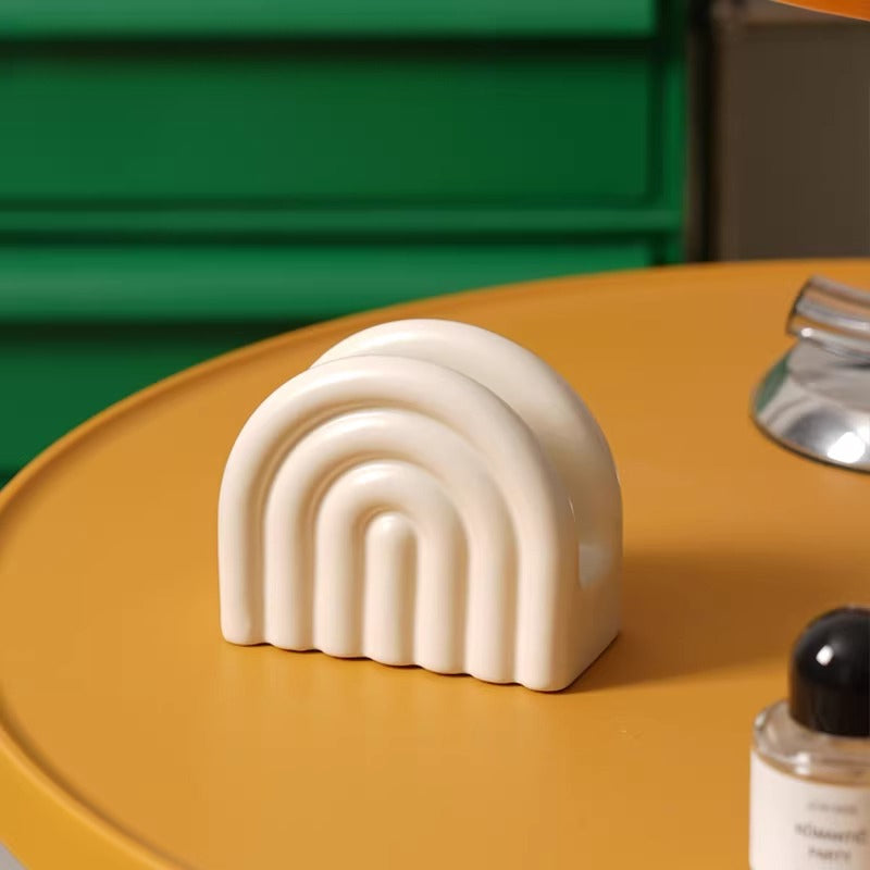 Mid-Century Modern Rainbow Ceramic Holder | Coffee Filter & Napkin Stand