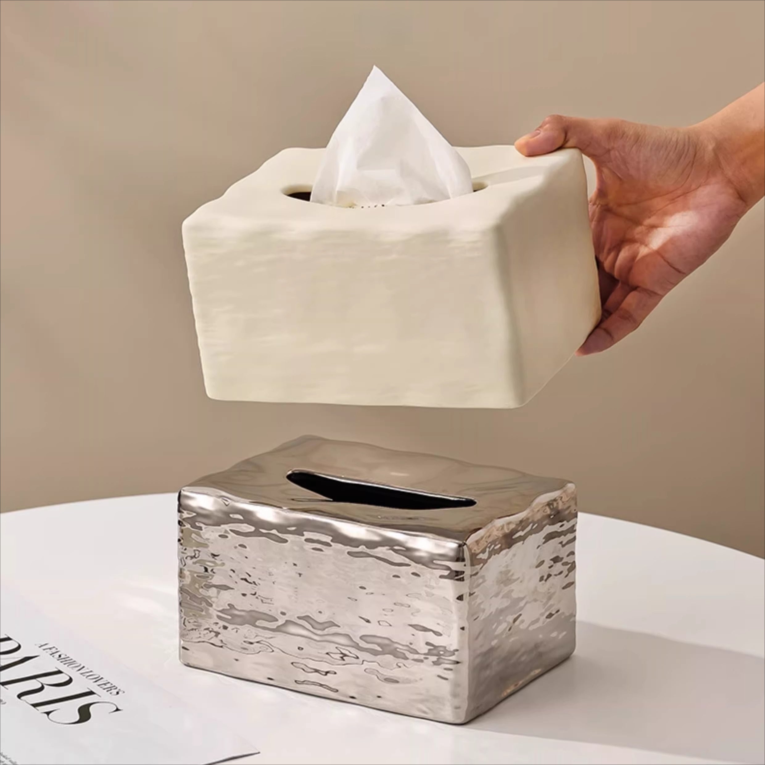 Sculptural Melting Ceramic Tissue Box | Avant-Garde Decor