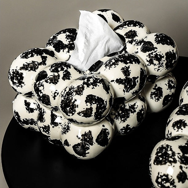 Ink Splatter Bubble Ceramic Tissue Box Cover | Modern Art Decor