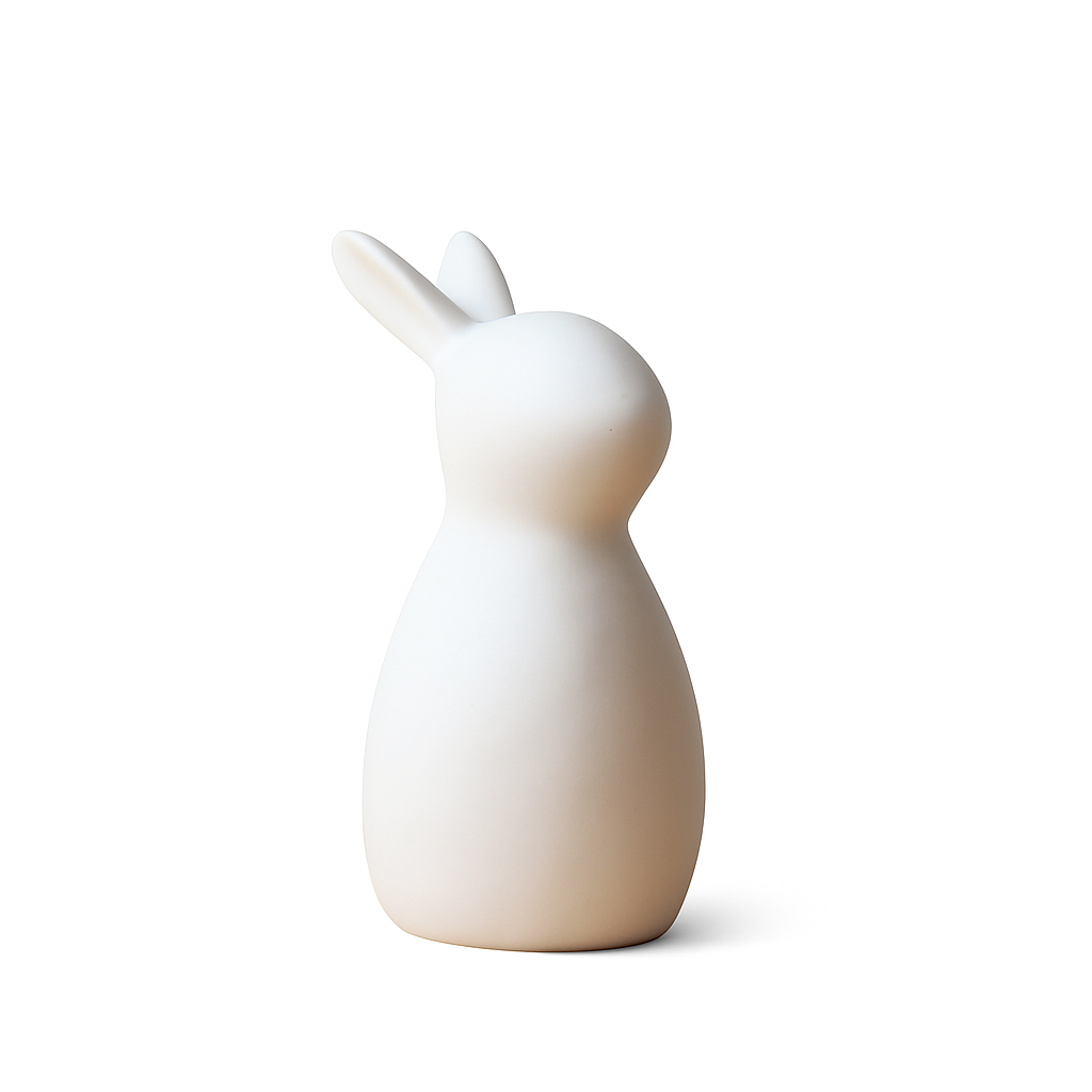Minimalist White Ceramic Rabbit Figurine – Porcelain Bunny Sculpture (2 Ear Styles)