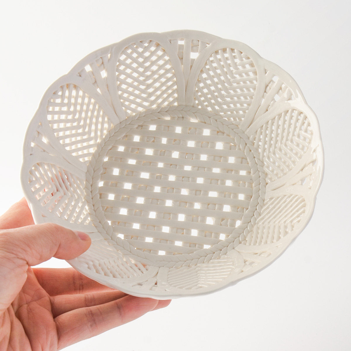 Artisanal Woven Lattice Ceramic Bowl | Sculptural Centerpiece