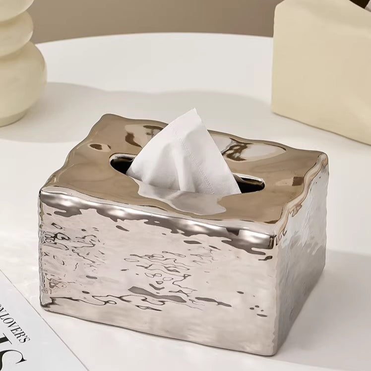 Sculptural Melting Ceramic Tissue Box | Avant-Garde Decor