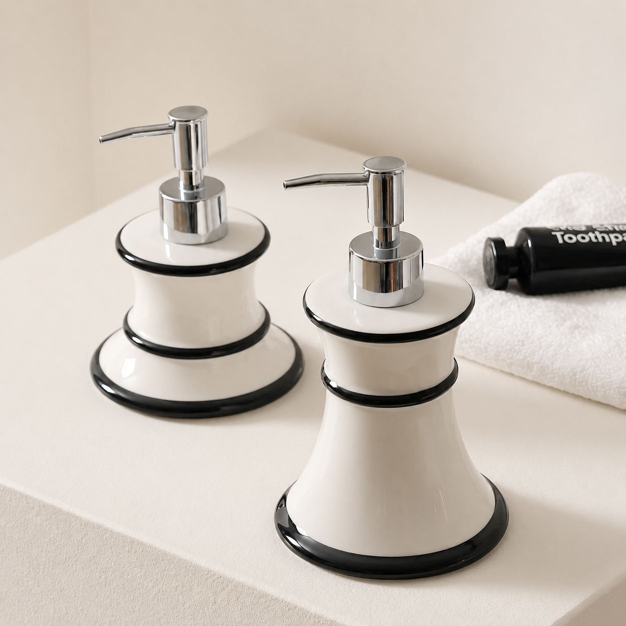 Sculptural Contoured Ceramic Soap Dispenser | French Modernist Decor