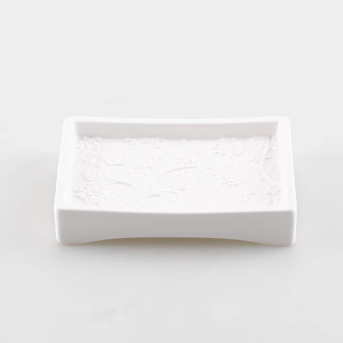 Botanische Relief Keramik Seifenschale | Minimalistische geschwungene Silhouette