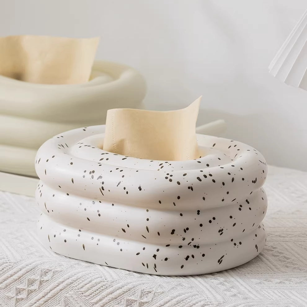 Chubby Tiered Ceramic Tissue Box | Sculptural Marshmallow Decor