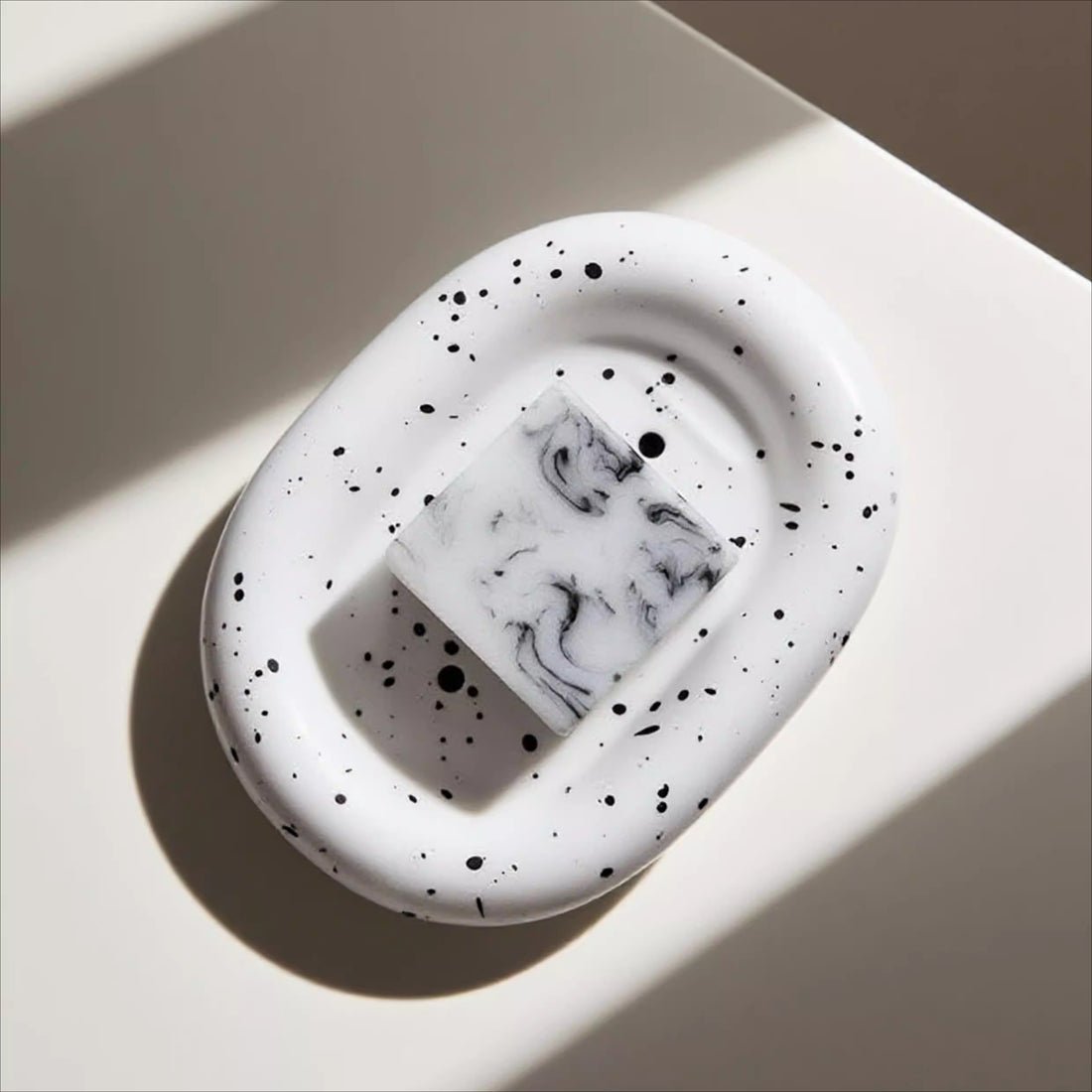 Sculptural Rounded Ceramic Soap Dish | Architectural Bath Decor