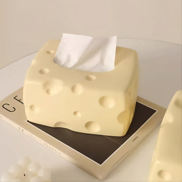 Whimsical Swiss Cheese Ceramic Tissue Box Cover | Playful Food-Inspired Home Decor