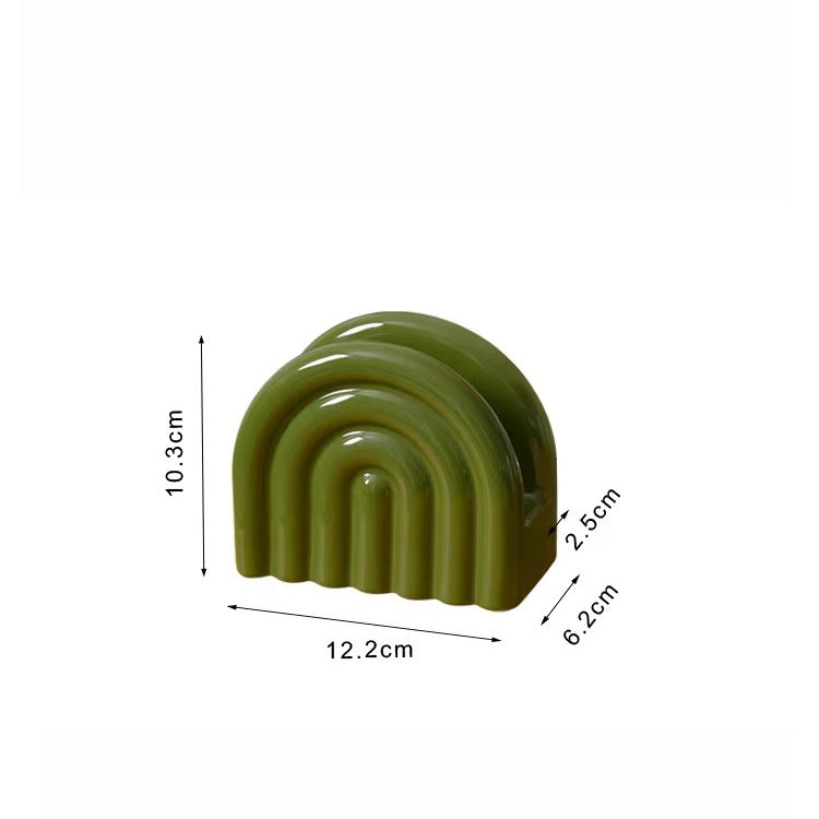 Mid-Century Modern Rainbow Ceramic Holder | Coffee Filter & Napkin Stand