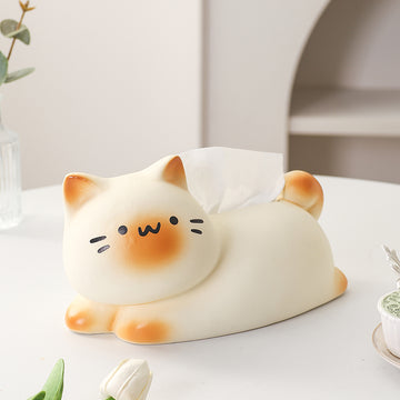 Cute Cat Loaf Ceramic Tissue Box Cover | Kawaii Home & Desk Accessory