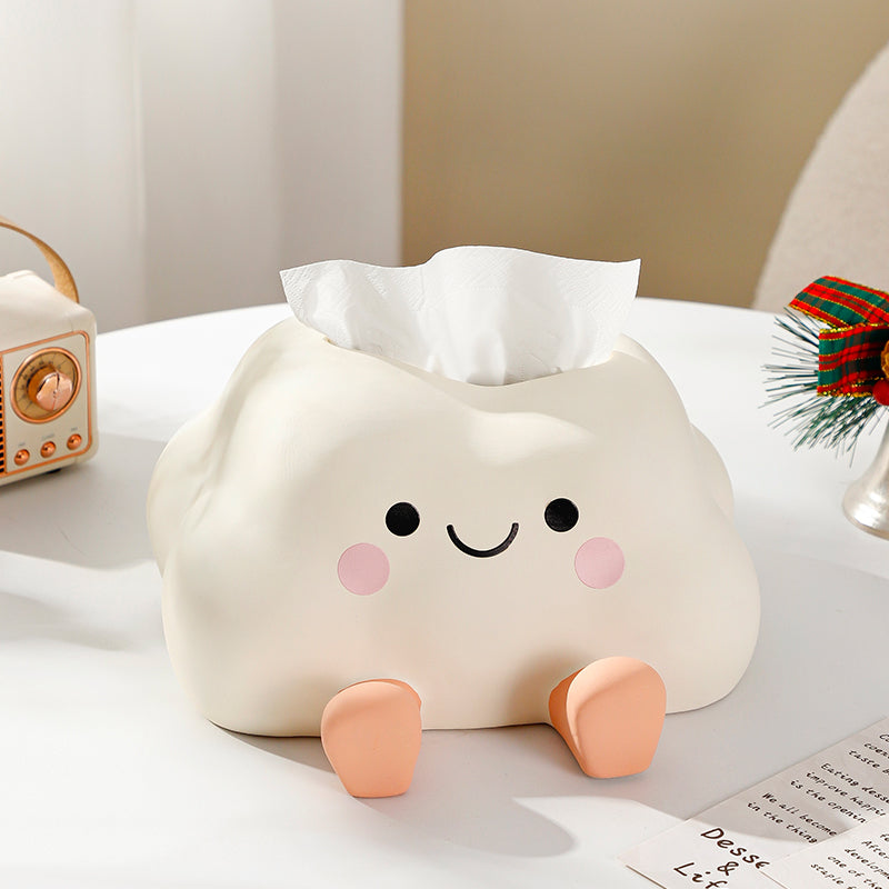 Cute Cloud Tissue Box Cover with Phone Stand | Kawaii Desk Accessory
