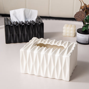 Faceted Geometric Tissue Box | Modern Prism Decor