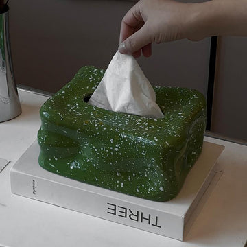 Wavy Splatter Tissue Box Cover | Retro 70s Ceramic Decor