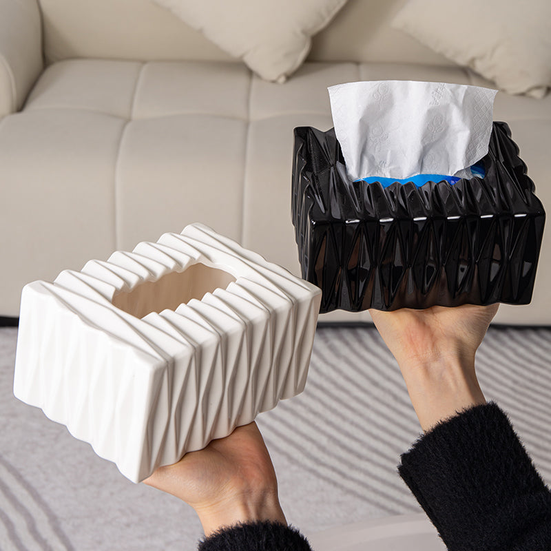 Faceted Geometric Tissue Box | Modern Prism Decor