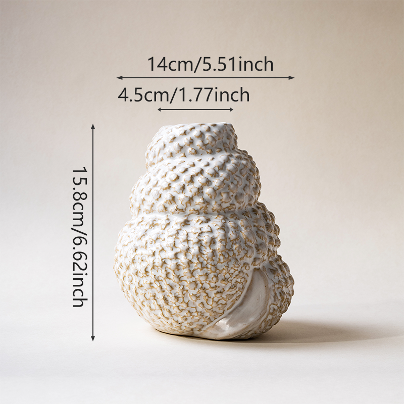 Vase en Céramique Conque Égéenne | Art Sculptural Organique Texturé à la Main