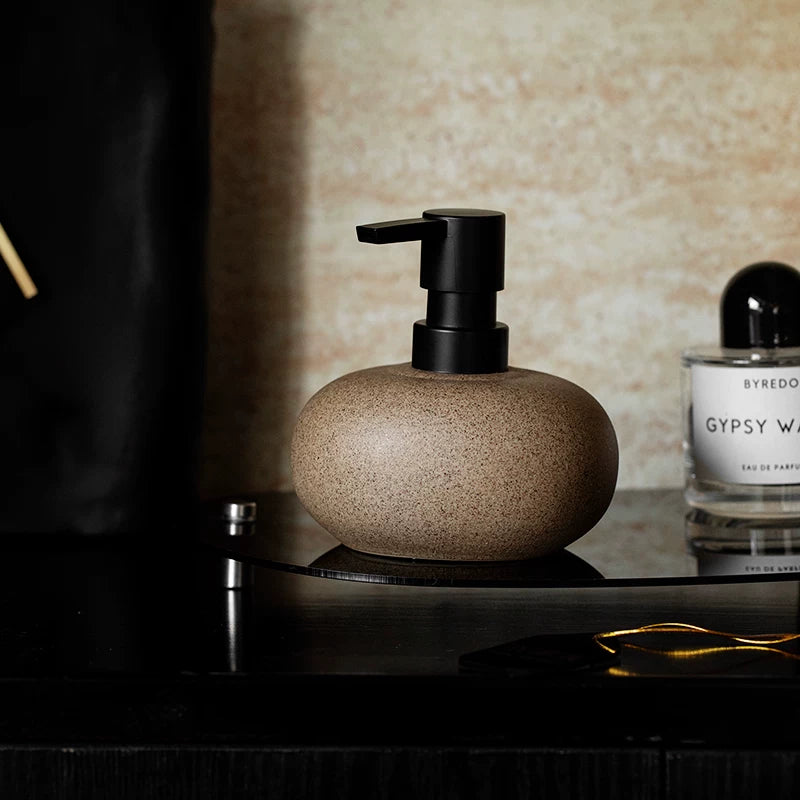 Zen Pebble Ceramic Soap Dispenser | Organic Stone Texture