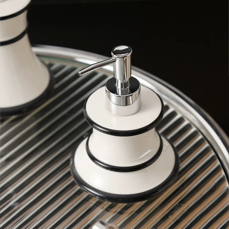Sculptural Contoured Ceramic Soap Dispenser | French Modernist Decor