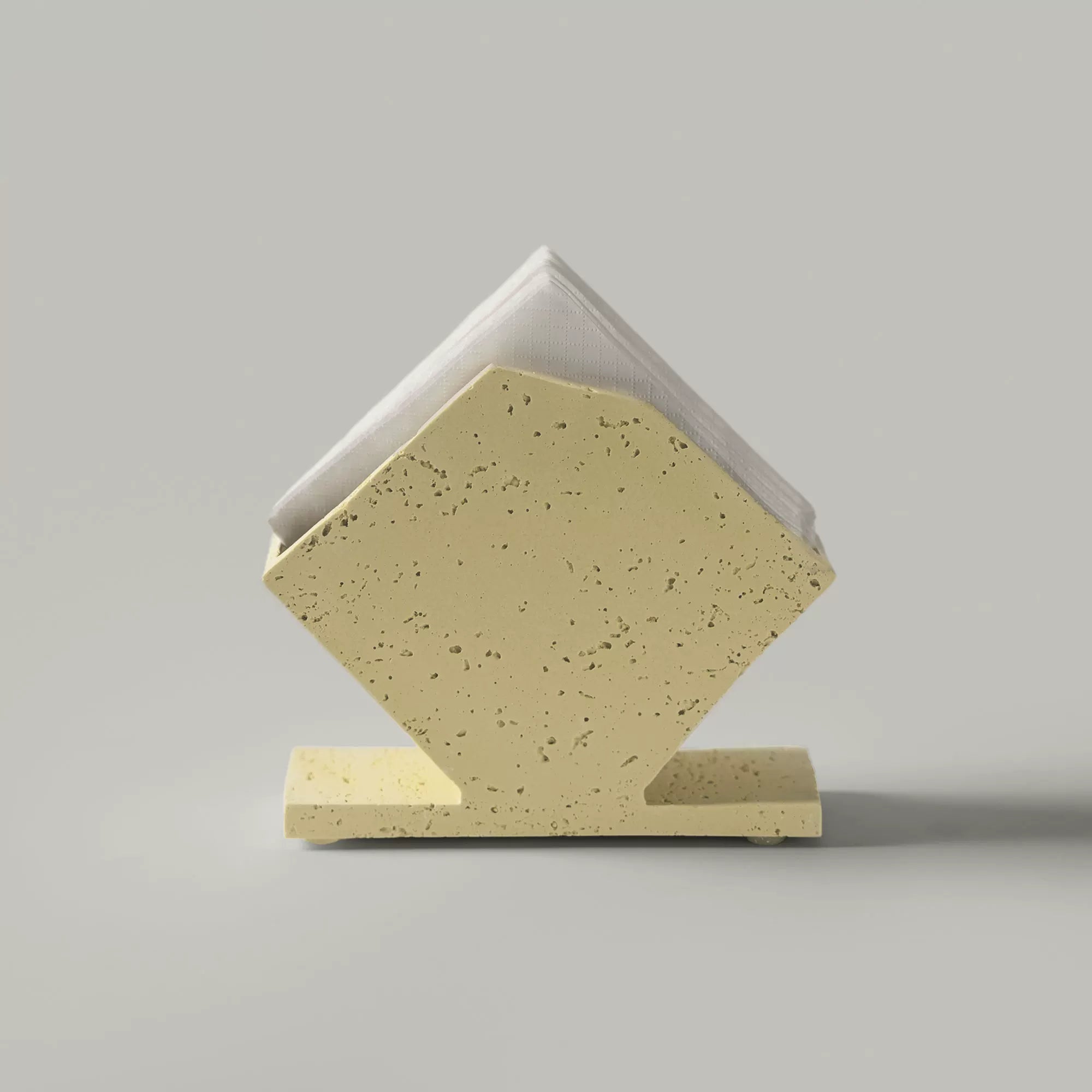 Architectural Geometric Ceramic Napkin Holder | Speckled Stone Texture Stand