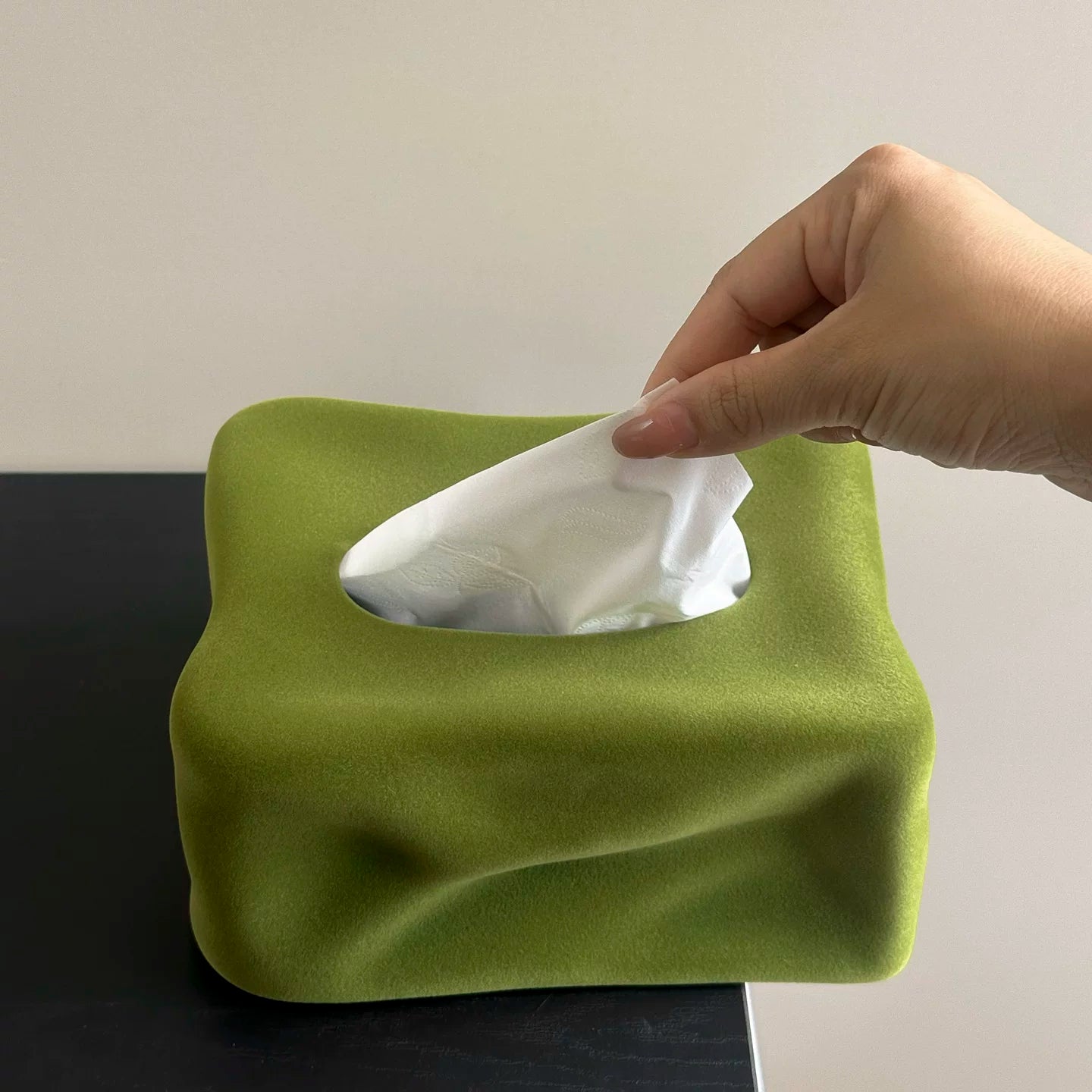 Sculptural Velvet Ceramic Tissue Box | Pop Art Decor