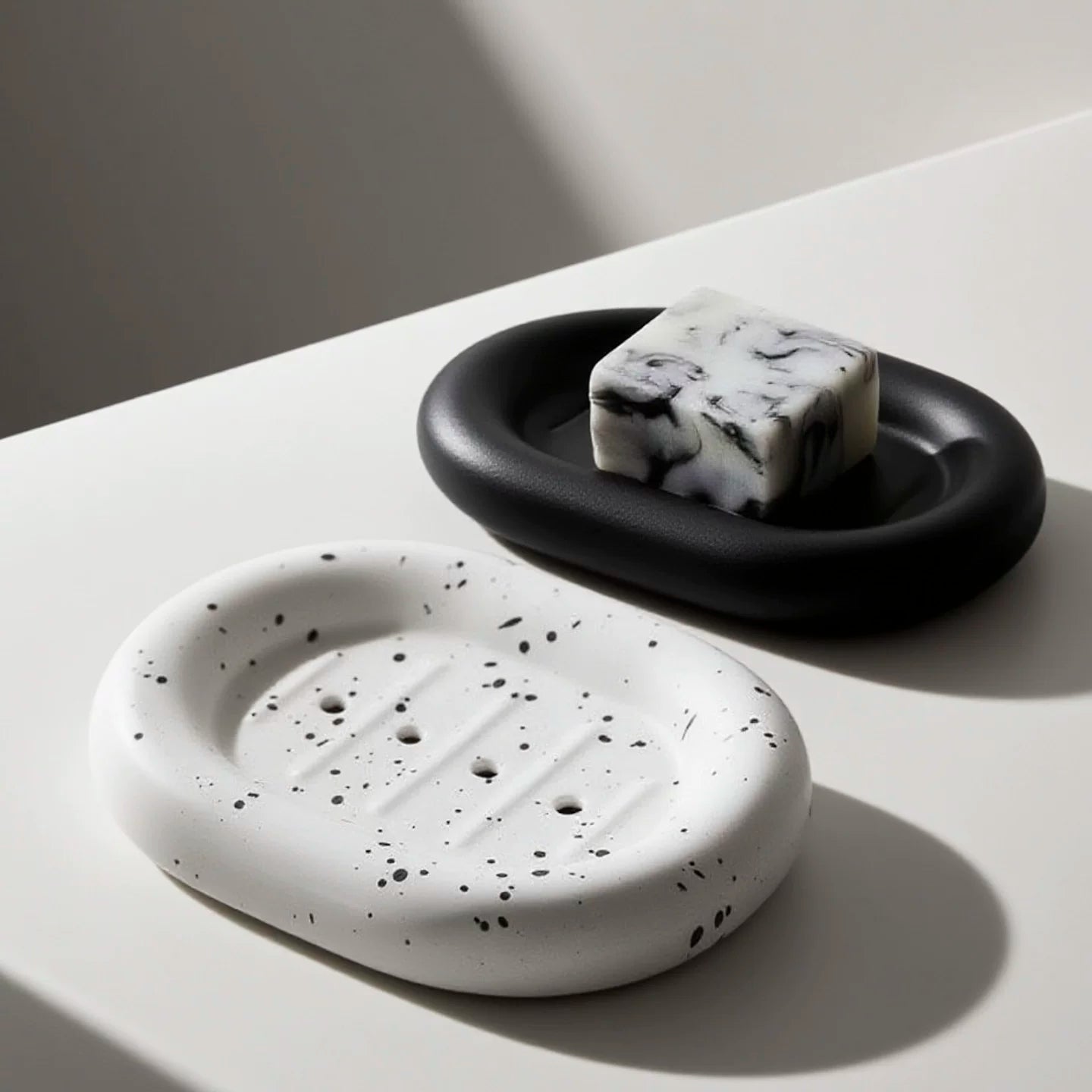Sculptural Rounded Ceramic Soap Dish | Architectural Bath Decor