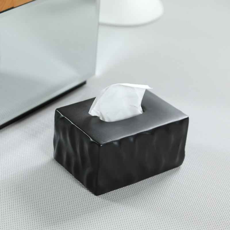 Sculptural Wavy Ceramic Tissue Box Cover | Nordic Minimalist