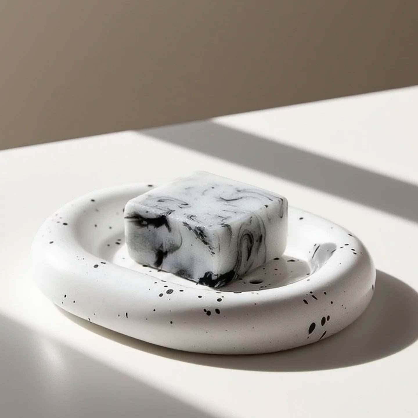 Sculptural Rounded Ceramic Soap Dish | Architectural Bath Decor