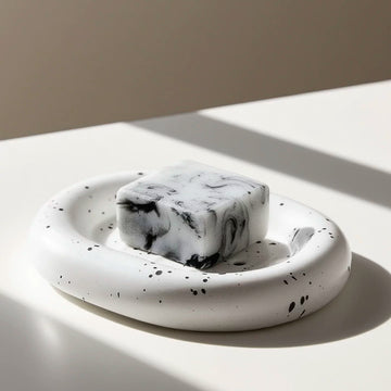 Sculptural Rounded Ceramic Soap Dish | Architectural Bath Decor
