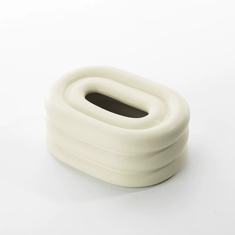 Chubby Tiered Ceramic Tissue Box | Sculptural Marshmallow Decor