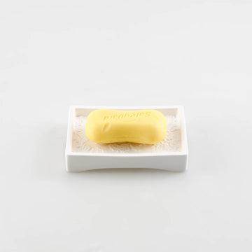 Botanical Relief Ceramic Soap Dish | Minimalist Curved Silhouette