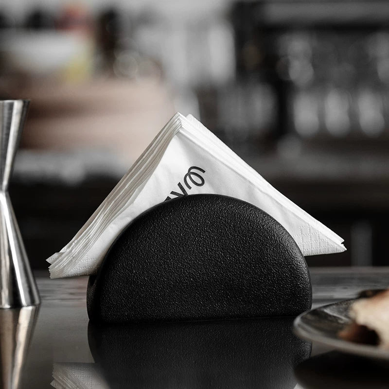 Minimalist Speckled Ceramic Napkin Holder | Sculptural Semi-Circle Stand
