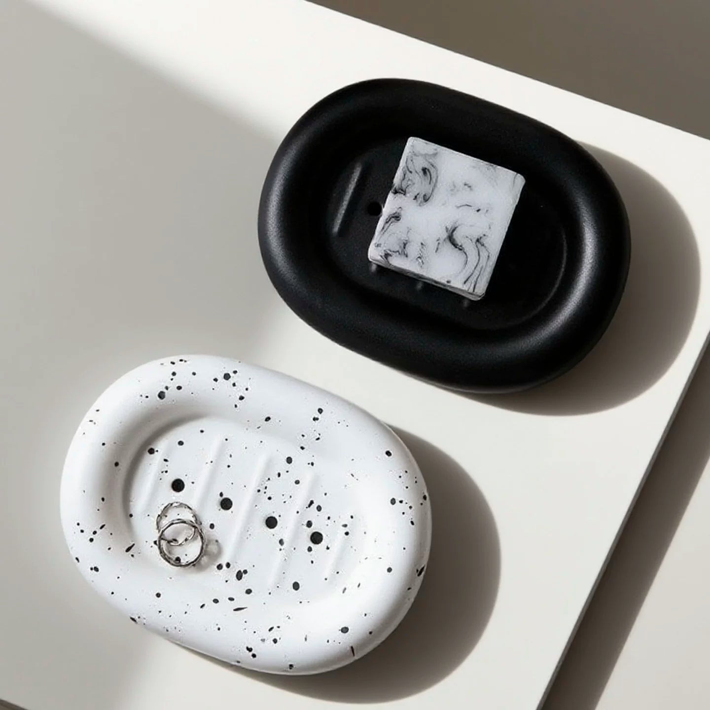 Sculptural Rounded Ceramic Soap Dish | Architectural Bath Decor