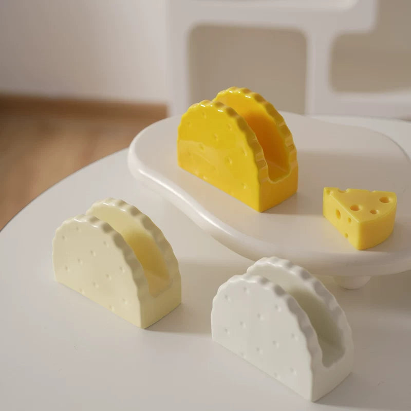 Porte-serviettes en céramique fantaisie inspiré de la nourriture | Art de table fromage & crackers